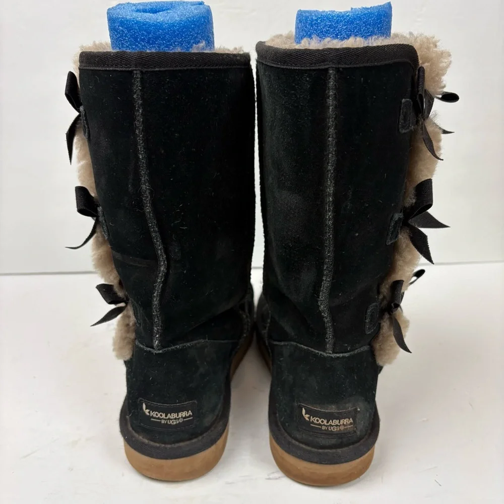 Koolaburra by Ugg Victoria Tall Winter Snow Boots Black Bows Women’s size 7